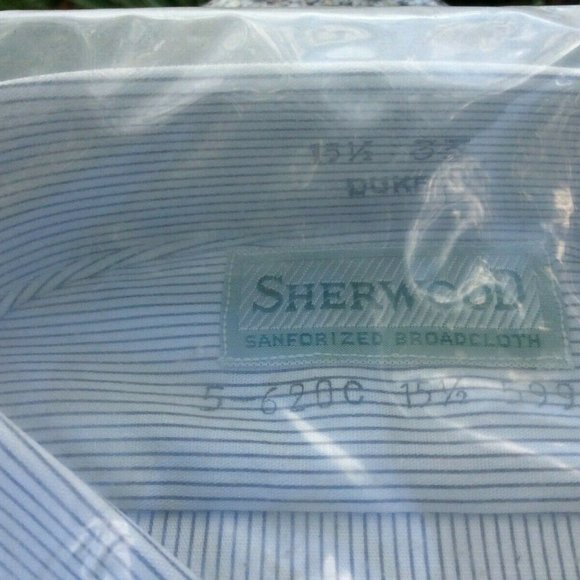 New Men's Sherwood Dress Casual Pin-Stripe Broadcloth Sanforized Shirt Sz 15 1/2 - Picture 6 of 11